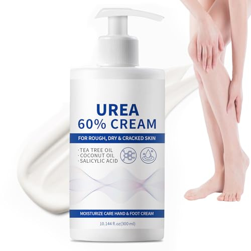 Urea Cream 60 %, 300 g fotkräm mot förhårdnad för torra, spruckna fötter, armbågar, knän, klackar och händer, återfuktar, förhårdnadsborttagare, kräm maximal effekt