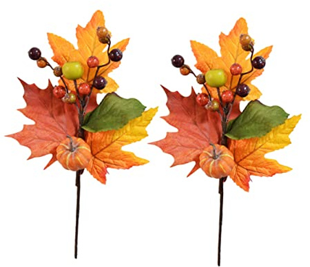 Ciieeo 2pezzi Ramo Di Foglie d Acero Artificiali Decorazione Autunnale a Forma Di Frutto e Frutta Centrotavola Autunnale Per Ringraziamento e Halloween