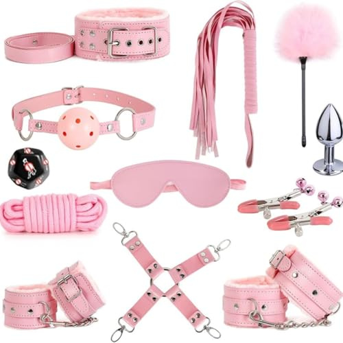 Pink 12 In 1 Verspielte PlüSchkombination Mit Schwarzem WüRfel Und Silbernem TrainingszubehöR, Reiche TrainingsausrüStung, Paargeschenk - K+4