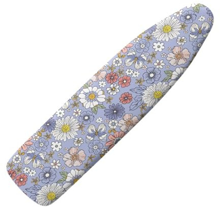 Ironing Board Covers 125 x 45 Elasticated Purple Flowers with Padding, Easy Fit and Resists Scorching,Bungee Elasticated Ironing Board Covers Large, Easy Placement
