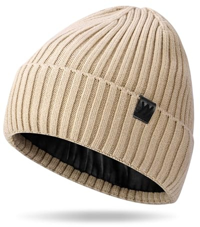 YANIKY Winter Beanie Mütze Herren Damen, Warme Strickmütze Grobstrick Mütze Thermo Fleece Gefütterte Wintermütze Winddicht Verdickungsmütze Unisex