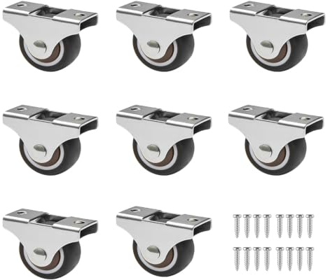 Kozuoan Möbelrollen Klein TPE-Gummi Metalloberteil, 8 Stück (38mm) | Kugelgelagert, Leise, Niedrigprofil, Für Schränke & Betten, Rollcontainer geeignet
