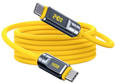 AOHI Câble Thunderbolt 5 avec affichage LED, 1m, charge rapide PD 3.1 240W, transfert de données 80 Gbit/s, double affichage 8K, câble USB-C Future Adonis pour MacBook/iPhone 17 (100, Centimètres)