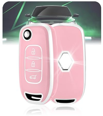 LELNOOS Autoschlüssel Hülle, Silikon Schlüsselhülle Schutz Schlüsselcover für Renault Clio 5 Twingo 3 Kangoo 3 Megane 4 Trafic 3 Captur Express Kadjar Dacia Duster Dokker Sandero Stepway Stepway