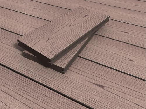 eDecks RealGroove Bark Effect Redwood Solid Composite Decking - 2400mm x 146mm x 22mm - 132.696kg - Pack of 15 - Durable Anti-Rot Deck Boards for Patios, Terraces & Landscaping