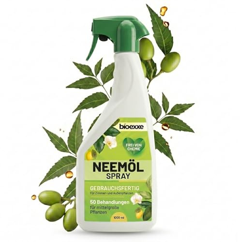 BIOEXXE Olio Di Neem Per Piante Pronto all'uso Naturale 1 lt - Olio Neem Biologico Idrosolubile Per Orto Giardino Balcone Spray Contro Afidi Cocciniglia Mosca bianca Tripidi e Acari - Made in Italy