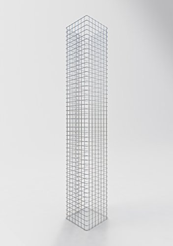 GABIONA pelare stenkorg-ggabione hakig, maskbredd 5 x 5 cm, höjd 230 cm, spirallås, galvaniserad (37 x 37 cm)