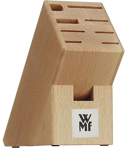 WMF Messerblock ohne Messer, unbestückt, Holz, Buchenholz, leer, für 6 Messer, 1 Fleischgabel, 1 Wetzstahl, 1 Schere