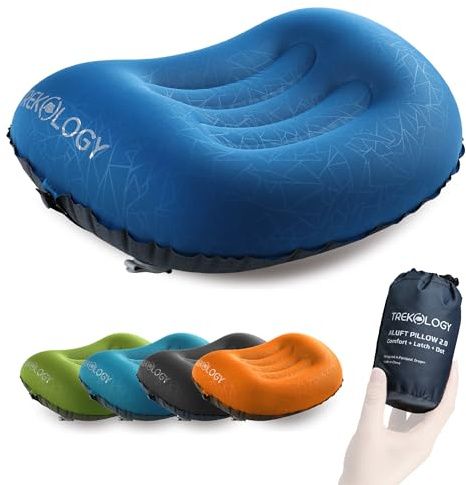 TREKOLOGY ALUFT 2.0 cuscino gonfiabile ultraleggero da viaggio o da campeggio (DEEPBLUE, 1 Count)