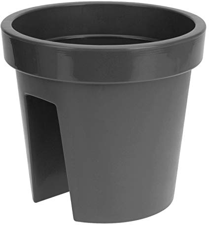 Spetebo Balkon Geländer Blumentopf anthrazit - 28x25 cm - rund