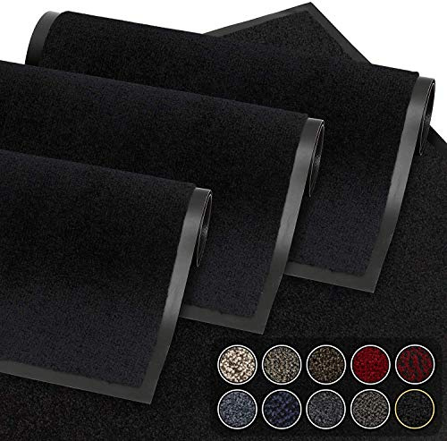 GadHome Tappeto Ingresso casa, Nero 60x90 cm|Tappeto da Esterno, intrappola la Polvere | Zerbino Impermeabile, Lavabile, Resistente allo Sporco | Tappetino Antiscivolo Cucina, Camera da Letto