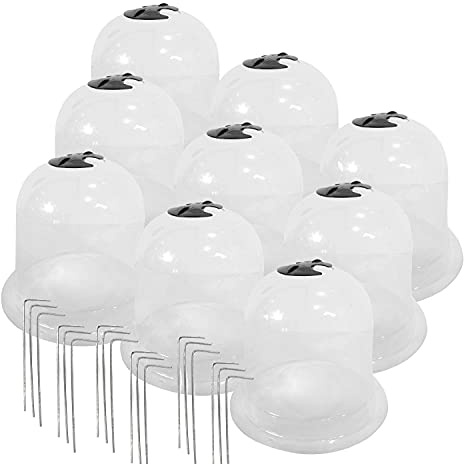 Yerd 9X Pflanzglocke 34cm Pflanzenschutzhaube transparent, Anzuchtglocke, Anzucht-Pflanzhilfe, Pflanzenschutz vor Frost, Schnecken & Vögeln (34cm, 3X 3er Set)