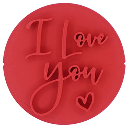 I Love You Heart Valentines Day Cookie Stamp Fondant Embosser 6cm (2.36 inches) Made in The UK for Baking, Cooking, Fondant, Icing, Cupcake, Cookie, Cake, Biscuits, Decoration