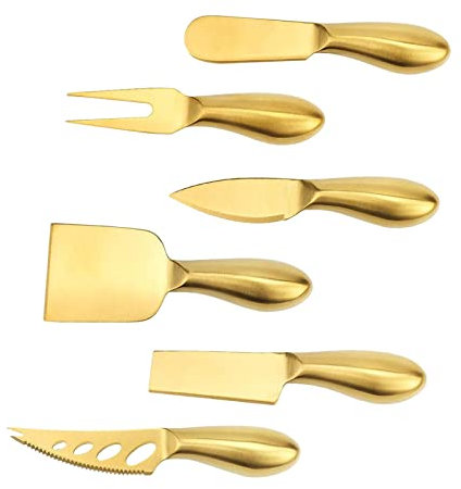 SM SunniMix -Käsewerkzeug-Set, Käseschneider, Kuchenspatel, Käsebesteck, Küchenwerkzeuge, 6 STÜCKE Golden