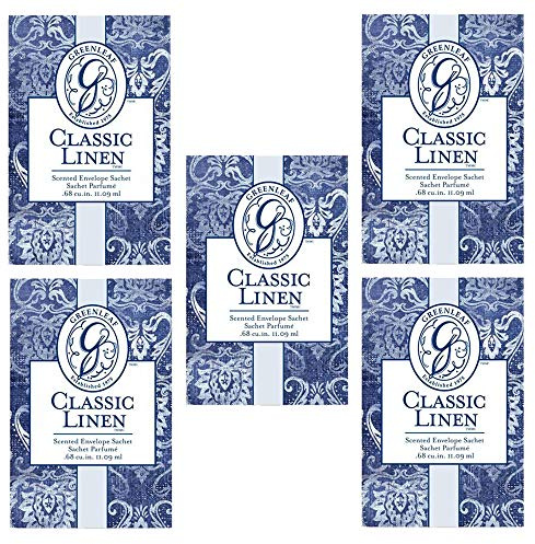 5x Greenleaf - CLASSIC LINEN - Sacchetto Profumato per Cassetti - Pacchetto da 5 sacchetti 9 x 6 cm - Fragranze e profumi per la casa + in OMAGGIO 2 Tisane Funzionali Viropa