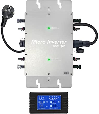 SOGTICPS 1200W netzgekoppelter Mikro-Wechselrichter wasserdicht IP65 MPPT DC28-50V PV Eingang AC180-260V Ausgang für 30V 36V Solarmodule Mit AC-Datenüberwachungsanzeige