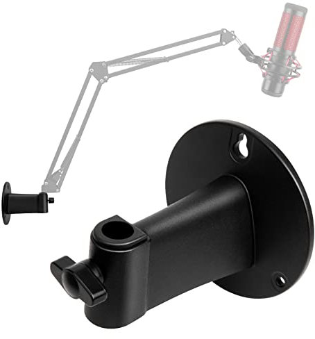 Supporto da parete per microfono, supporto da parete per microfono, montaggio orizzontale a parete, salvaspazio, in metallo SUNMON