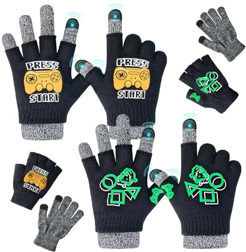 Migliore Wear 3 Paar Kinder Magic Handschuhe mit 2 Touchscreen Finger