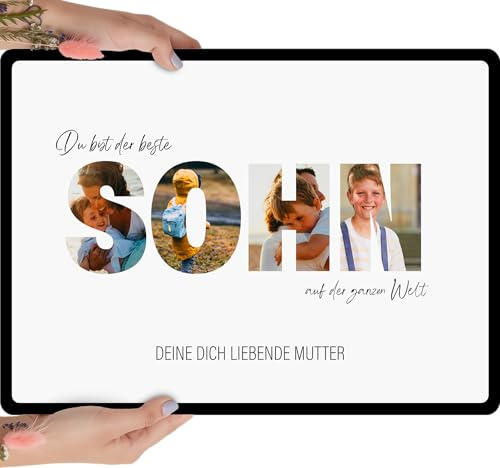 Elbeffekt Sohn Geschenke Holzbild - Fotogeschenk - personalisierbar zum Hinstellen/Aufhängen, Für Meinen Sohn, Vater-Sohn Geschenkidee, Geschenk Für Söhne - personalisierte Geschenke