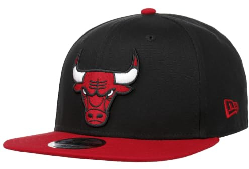 New Era 9Fifty Team Patch Bulls KepsEra Damer/Herrar - flat brim hatt basebollkeps NBA cap Snapback, med skärm Vinter Höst Vår Sommar Sommar-Vinter - S/M (54-57 cm) svart-röd