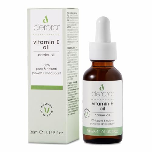 Derora Vitamin E Oil | Nourishes Skin, Hair & Nails | 100% Pure | Natural | 30,000IU | Powerful Antioxidant | For All Skin Types | Vegan & Cruelty Free (30ml)