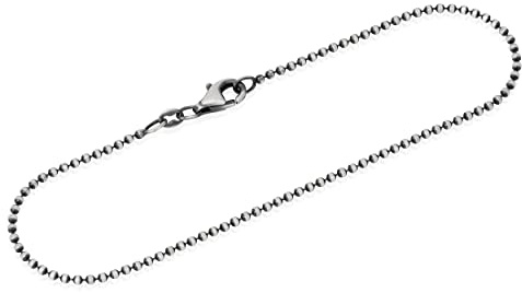 NKlaus Armband 20cm Kugelkette 925 Sterling Silber oxidiert 1,4mm breit diamantiert 13852