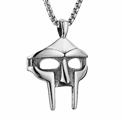 AsAlways Stainless Steel Mask Necklace Hip Hop Rap Totem Pendant for Party Jewelry Gift