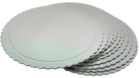 Decoraciondulce 10 x Discos/Bases Extrafuertes de 30cm X 3 Mm. Altura para Pasteles (Plata)