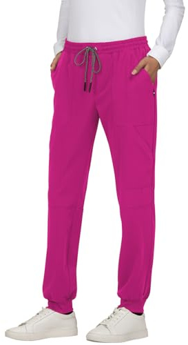 KOI Next Gen Good Vibe Women's 7-Pocket Stretch Jogger, Azalea Pink, Large