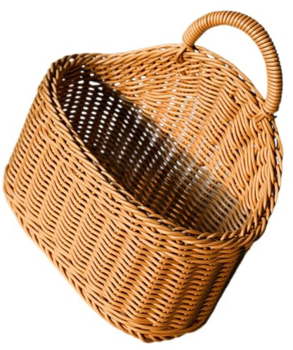 Cabilock Panier Mural Rotin Tressé Suspendu Multifonctionnel Pour Rangement De Fruits Et Décoration Murale Créative Pour Cuisine Et Salon Modèle Moyen Marron