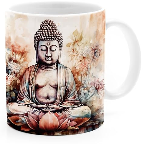 SpecialMe® Tasse Yoga Buddha Mandala Buddhismus Sprirtuelle Motive Namaste Aquarell Illustration Watercolor Geschenktasse Weiss standard