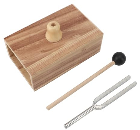 F512 Stimmgabel, 512 Hz Frequenz, Holzresonator, Yoga, Meditation, Entspannung, Heilton mit Gummihammer Zur Heilung