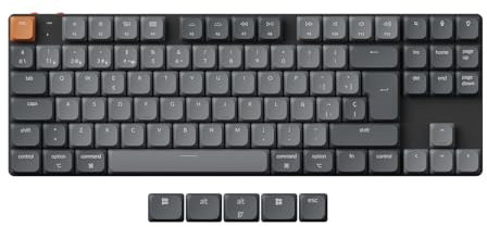Keychron K1 MAX 80% Teclado Mecánico Inalámbrico Delgado Personalizado, 2.4GHz Conexión Bluetooth por Cable QMK/Via Programable, Hot-Swap Interruptores Gateron Rojo para Mac/Windows/Linux-ES Layout
