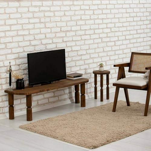 Dmora TV-Regal Ceres 140x35x40, Braun mit Ablage