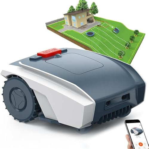 Dfdieratve Robot Tondeuse à Gazon,Tondeuse Automatique ContrôLé par Application avec Calendrier, Auto-Charge, Tondeuses à Gazon RobotiséEs ConnectéEs Bluetooth/Wi-FI, Couvre Jusqu'à 1/3 Acre