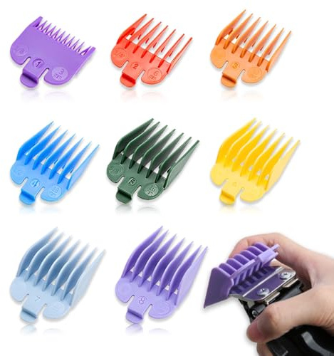 8 piezas coloridas para cortar el pelo, guía de corte, Kit de Guías de Peines de Profesionales del Color peine de repuesto y compatible con cortadoras y peine recortador Compatible con Cortapelos