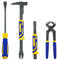 MANUFORE 4pcs Pry Bar Nail Puller Set, 12” Pry Bar,12” Crow Bar with Hammer, 10” Chisel and 8 Carpenters Pincers Set