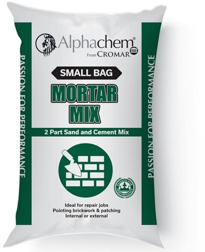 AlphaChem by CROMAR Mortar Mix | 2-Part Mixture of Ordinary Portland Cement & Fine Red Building Sand | Ideal for Brick Laying, Pointing, Rendering, and Repairs | 5KG