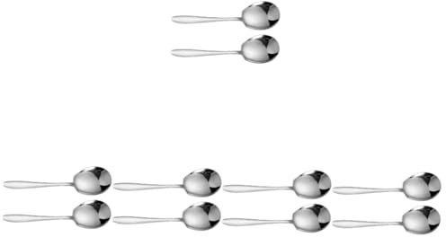 Garneck 10piezas Cucharas De Servir De Acero Inoxidable De Utensilios De Cocina Para Buffet y Restaurante Cucharas Para Ensaladas y Sopas Mango Para Mayor Comodidad y Seguridad