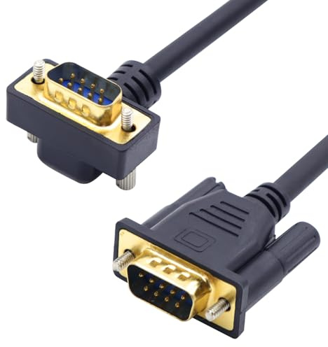 LANMINGLEL DB9 Câble Série Court, Câble d'extension série RS232,DB9 90 degrés droit vers 9 broches RS232 Câble, Port Câble de connexion pour la communication de données modem PC(mâle vers mâle)