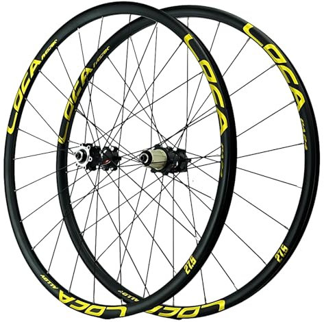 HZXQCVB Rennrad-Laufradsatz 700C Aluminium-Legierung Felgen Schnellspanner Scheibenbremse Vorder- Und Hinterrad 24H Naben Für 8/9/10/11/12 Gänge(B-Gold)