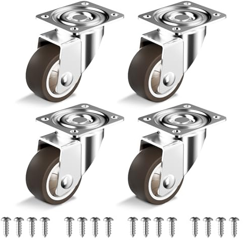 HOLKIE Caster Wheels 1.5 inch, Heavy Duty Furniture Casters Set of 4, Rubber Castors No Noise, Ball Bearing Swive Castor Wheels for Furniture Holding 200 LBS,Made for Desk,Night Stand,Shoe Rack