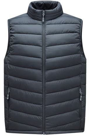 Gefomuofe Chaleco de plumón para hombre Bodywarmer Chaleco acolchado Chaleco de plumón Elegante Tallas grandes Chaleco acolchado Repelente al agua Chaqueta exterior sin mangas Chaleco acolchado ligero