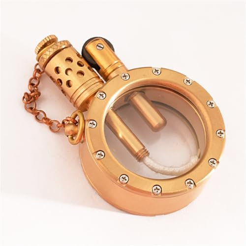Retro antikes Kerosinfeuerzeug aus klarem Glas. Vintage Schleifscheibe, winddicht, tragbar, nachfüllbar, for Kerzen, Kamin, Camping, Geschenk (Brennstoff nicht im Lieferumfang enthalten), Gold(Gold)