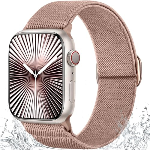 Ynitec Stretchigt sportband kompatibelt med Apple Watch Band kvinnor män 38 mm 40 mm 41 mm 42 mm 44 mm 45 mm 46 mm 49 mm, mjuk nylon elastisk flätad rem för iWatch serie 11 10 9 8 7 6 5 4 3 2 1 SE