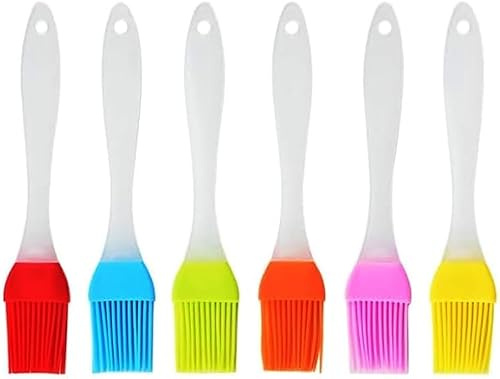 6 Pcs Silicone Pastry Brushes, 6 Colors Bright Color Basting Brush, Small Multifunction Pastry Brush, Heat Resistant Brushes for Baking, Cooking, BBQ, Pastry, Grilling