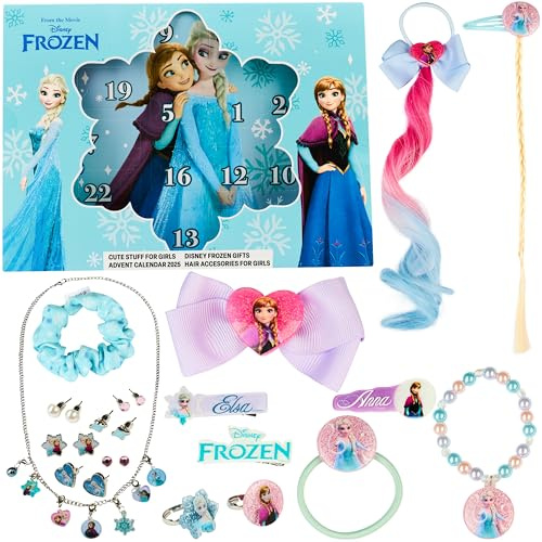 Get Trend Disney Frozen Adventskalender 2026 Kinder Mädchen | 24 Überraschungen, Gefüllt mit Haarschmuck & Schmuck, Weihnachts Countdown Kalender, Geschenke für Kinder (Blau Frozen)