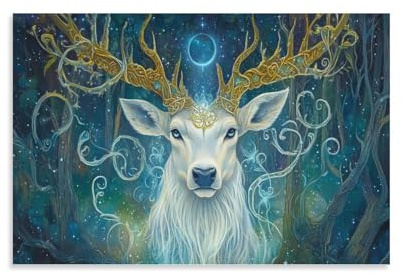 RIAVBAODG Ciervo blanco Cuadro En Lienzo Cuadros Decorativos Criaturas feéricas Pinturas Murales Modernos Impresiones De Para Sala De Estar Decoración Hogar Arte Abstracto 20x30inch(50x75cm)