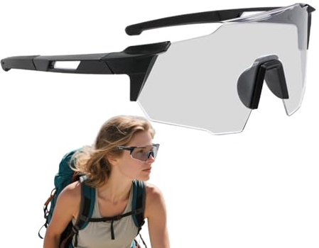 Moxeupon Lunettes de vélo, lunettes de soleil polarisées pour le cyclisme, protection UV400, lunettes de sport coupe-vent avec verre de sécurité, pour VTT, course et baseball