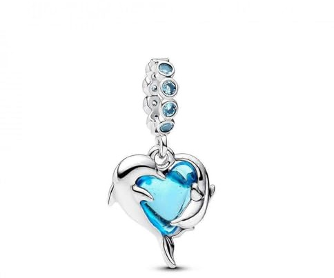 PANDORA Blauer Murano-Glas Delfine Charm-Anhänger 793924C01 Charm Anhänger